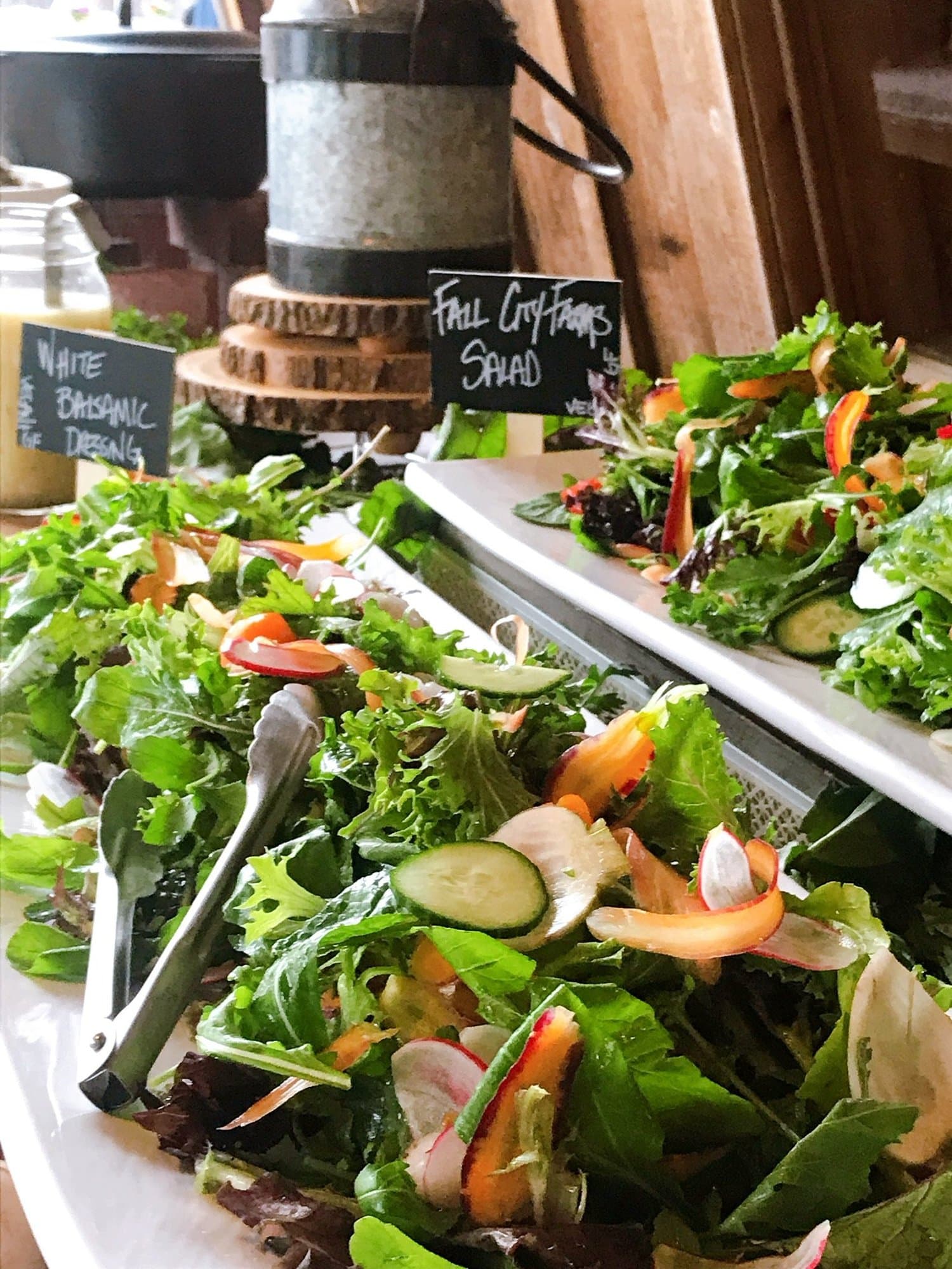 A catered salad spread