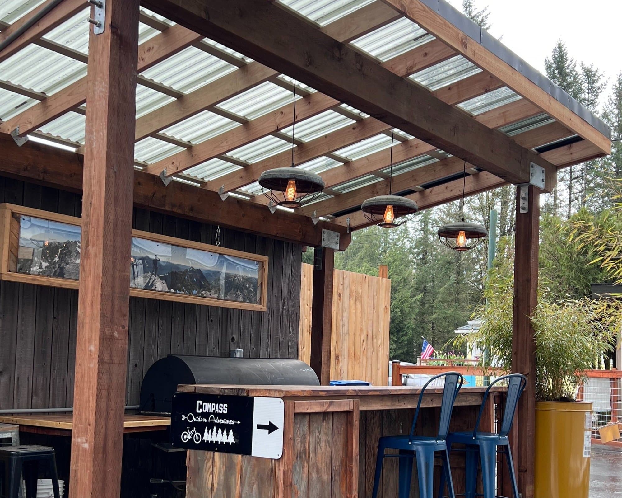 The outdoor bar beside the beer garden