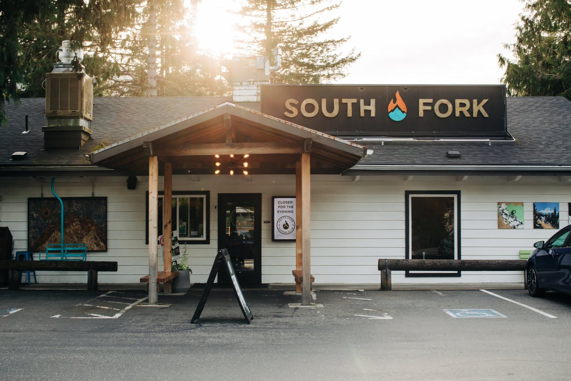 The South Fork storefront with its sign in the afternoon sun